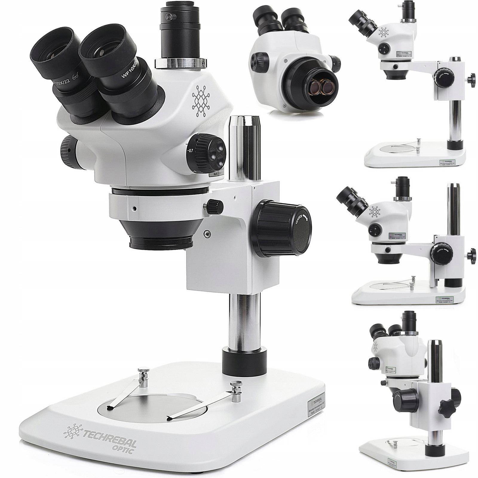 Stereoskopický Optický Trinokulární Mikroskop Techrebal 10XT 7-50X Okulár