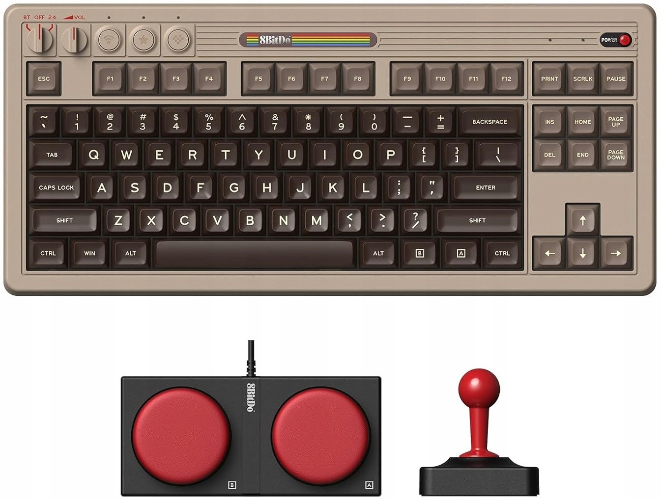 Retro klávesnice 8Bitdo Mechanical Keyboard C64 Joystick a Buttons