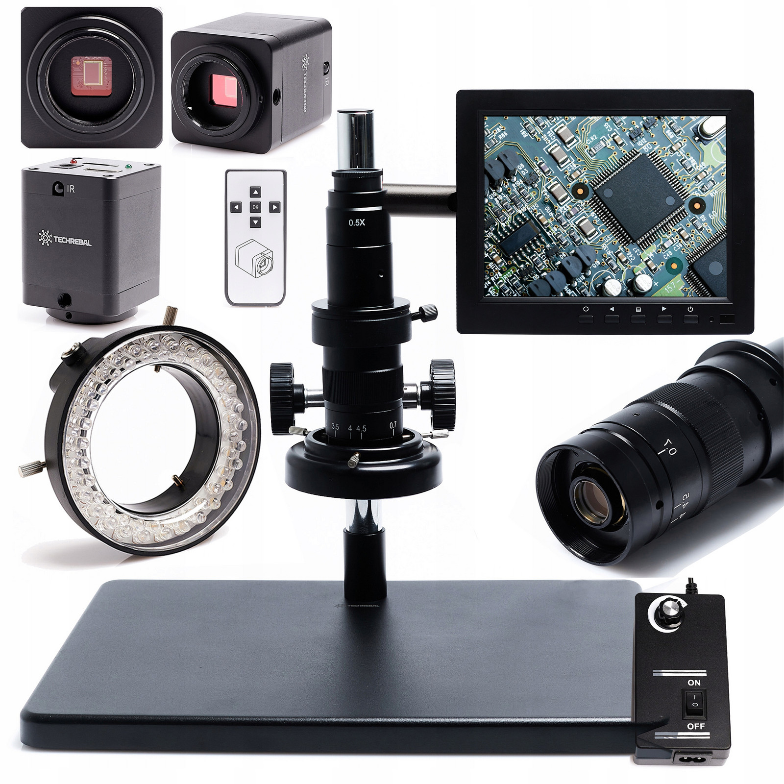 Digitální Mikroskop 10A Kamera Set Techrebal Osvětlení 56X Led Obrazovka 8