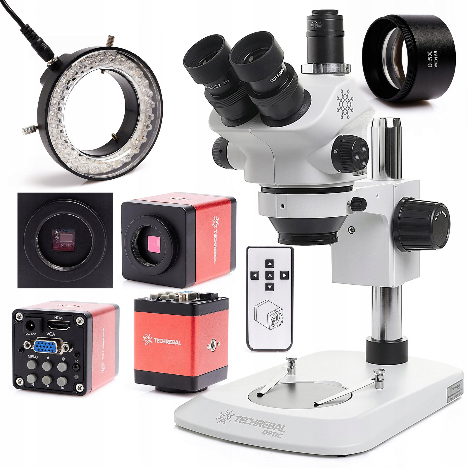 Stereoskopický Mikroskop Techrebal 10XT Kamera Osvětlení 56x Led Objektiv