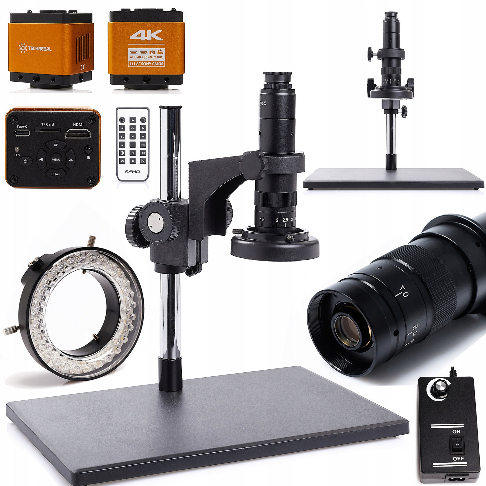 Digitální Mikroskop 10A Pro Elektroniku 7-45X Techrebal Kamera 4K Iluminátor