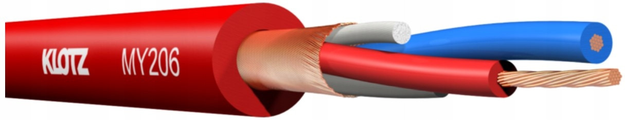 Mikrofonní Kabel Symetrický Klotz MY206 100m Celá Role Cívka Červená