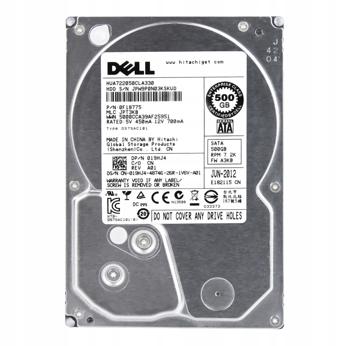 Dell 019HJ4 500GB 7,2K 32MB Sata II 3,5'' HUA722050CLA330