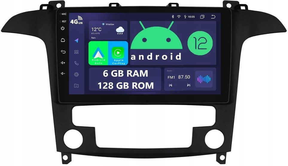 2DIN Navigace Android Ford S-max A 6/128 Gb Dsp Carplay Lte