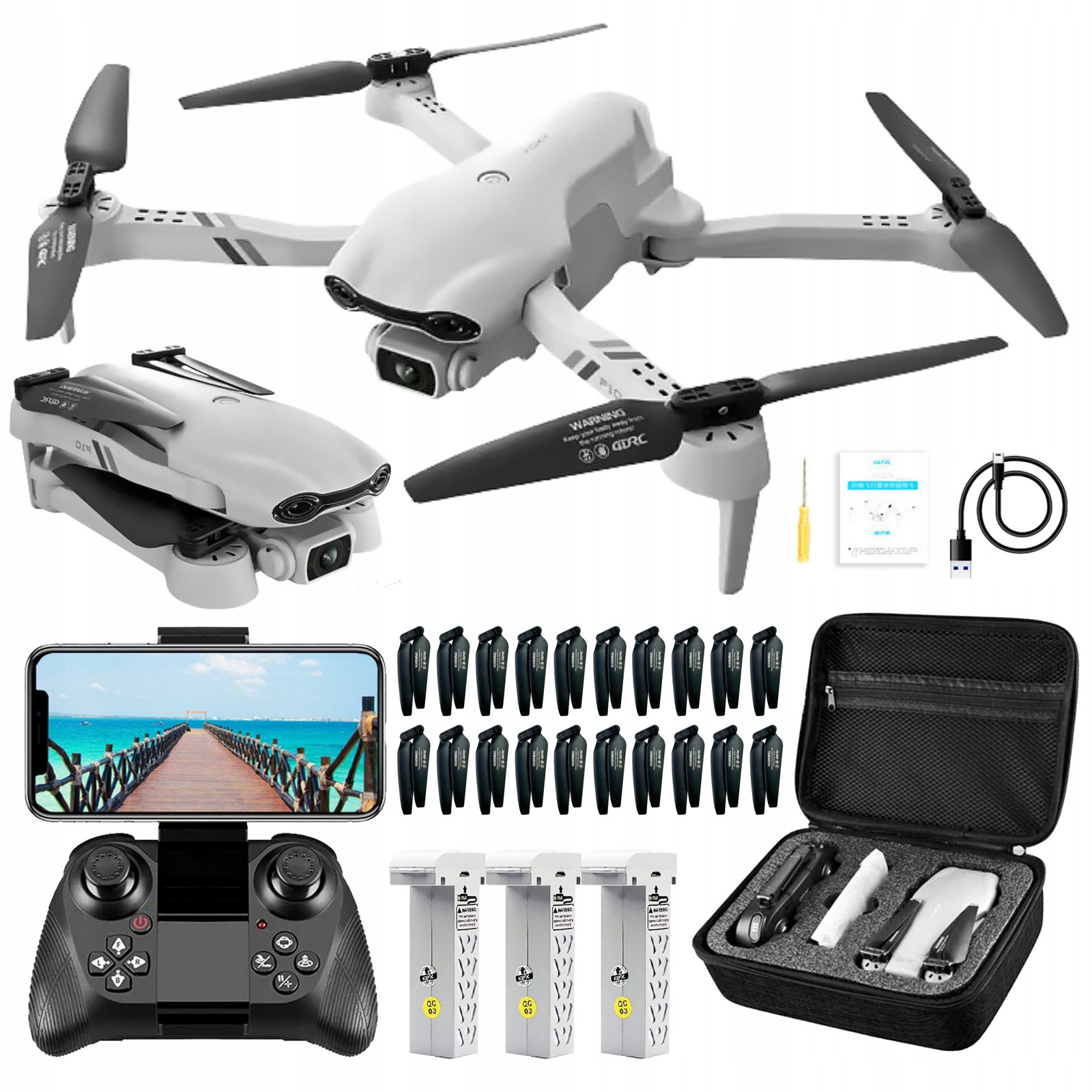 Dron F10 kamery 4K Wifi Hd hračka pro děti Obsah 2000m 1600mAh 3x25min
