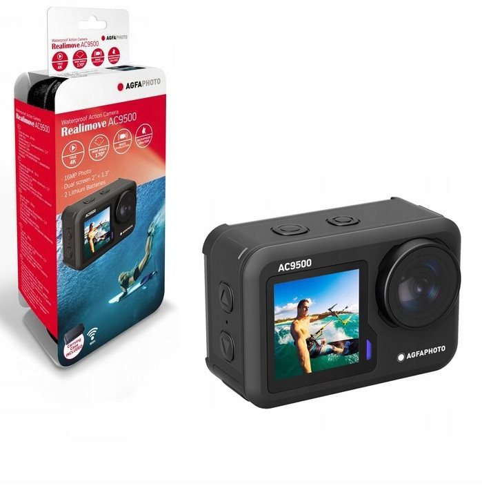Agfaphoto AC9500 Sportovní kamera 4K 16MP 170s WiFi 2 LCD Vodotěsnost 18m