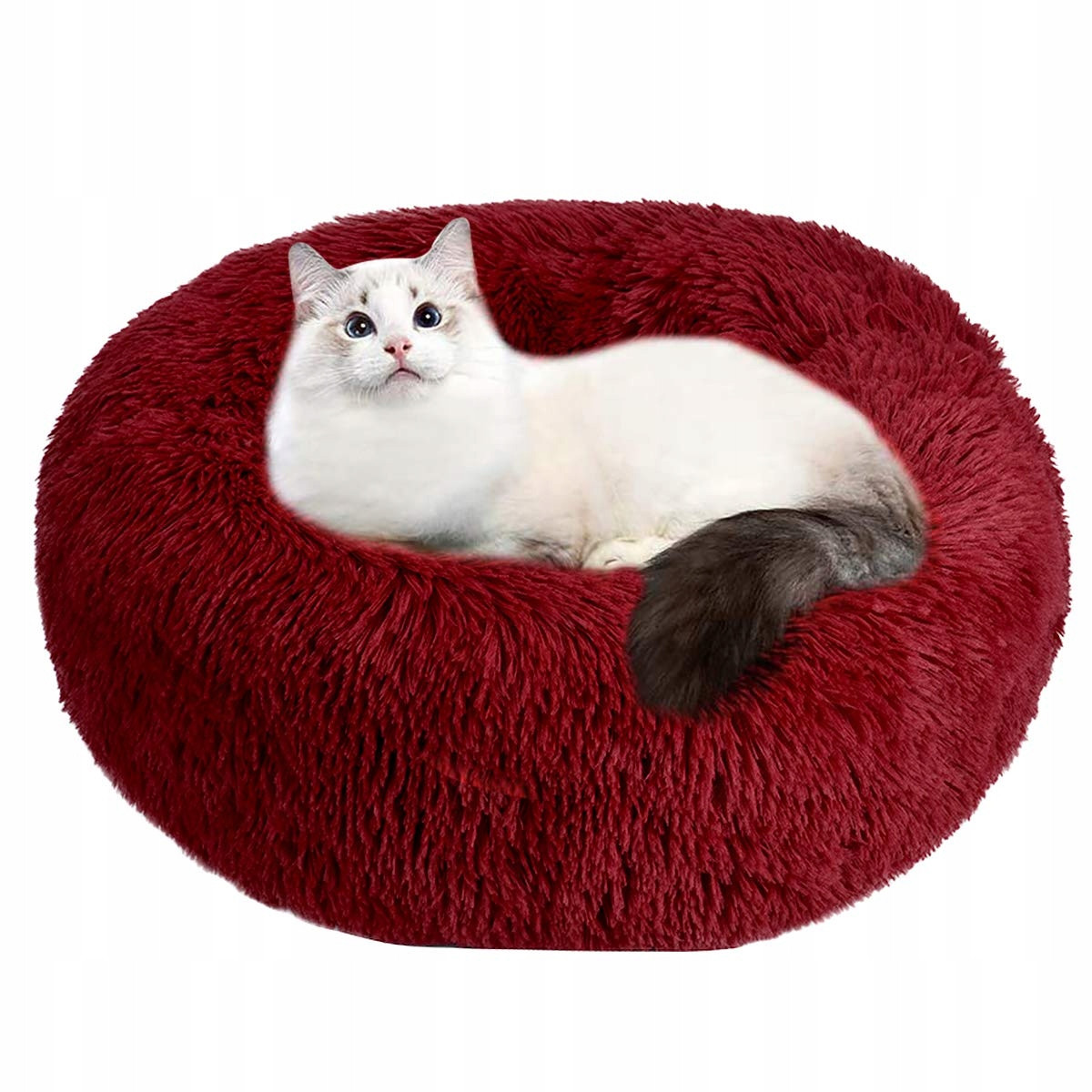 Kočičí pelíšek Červené Měkké o průměru 50 cm a výšce 20 cm