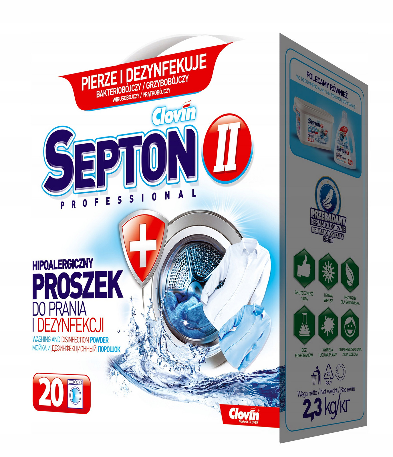 Clovin II Septon dezinfekční prací prášek na svrab 2,3 kg