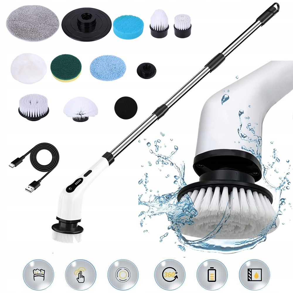 Elektrický čisticí kartáč 9 v 1, ruční teleskopický kartáč