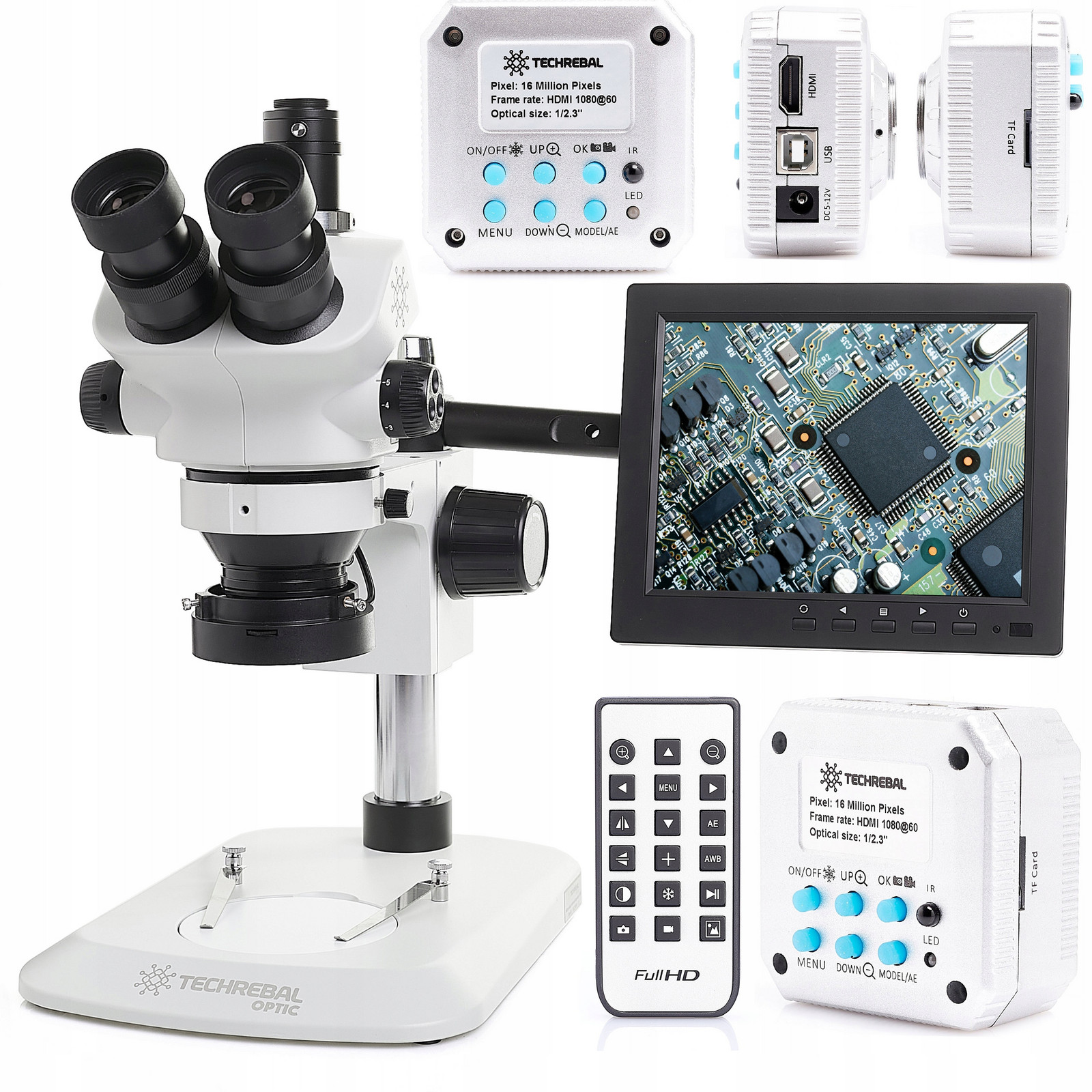 Optický Mikroskop Techrebal 10XT Set Kamera 16MP Displej 72x Led