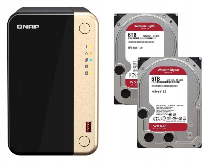 Nas souborový server Qnap TS-264-8G 2x 6TB Wd Red