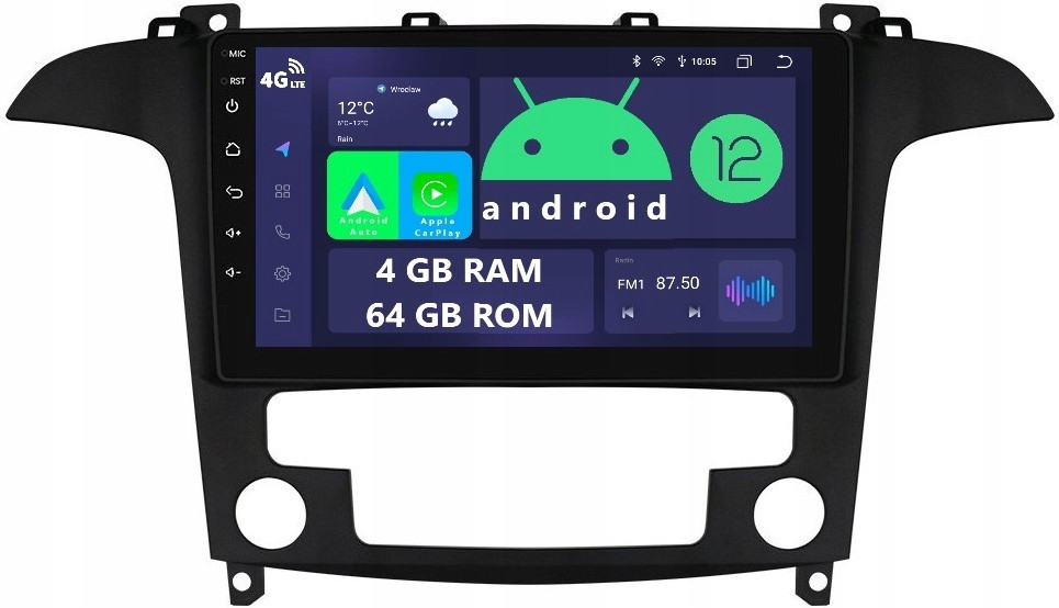 Radio 2DIN Navigace Android Ford S-max 1 4/64 Gb Dsp Carplay Lte