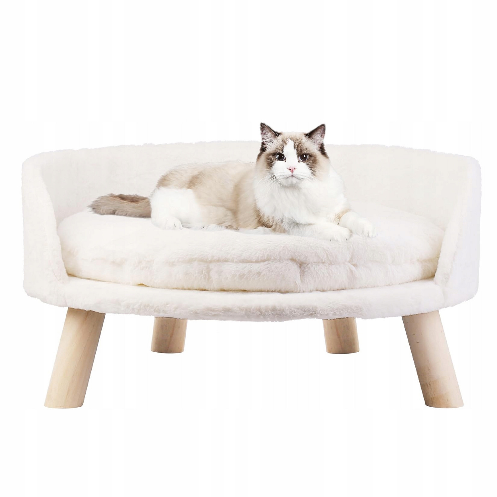 Pohovka pro kočky nebo psa BingoPaw Zvýšená Bílá 42 × 38 cm Plyšová