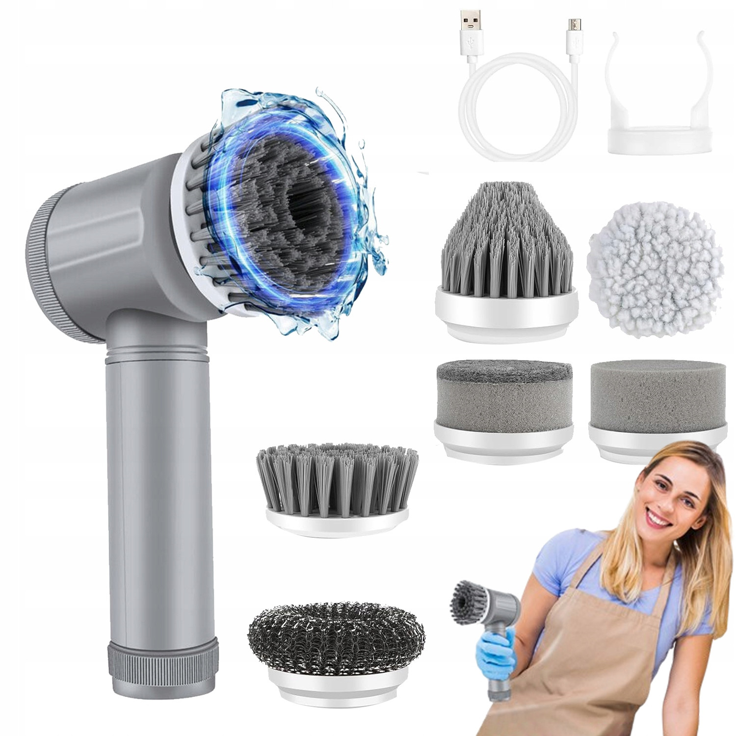 Elektrický Čisticí Kartáč Bezdrátový 7 Hlav Kartáčků IPX6