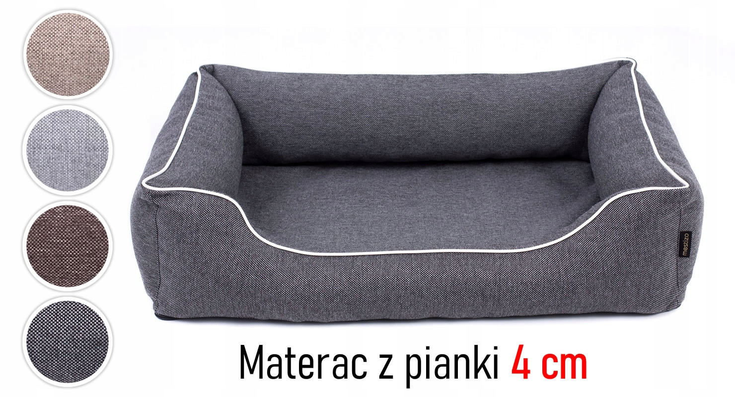 Pevný pelíšek gauč pro psa 65x50 pěna 4cm rozebíratelný c.szare/białe
