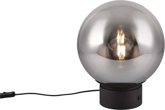 Černá LED stolní lampa se skleněným stínidlem (výška 36 cm) Cipallone – CINQUE