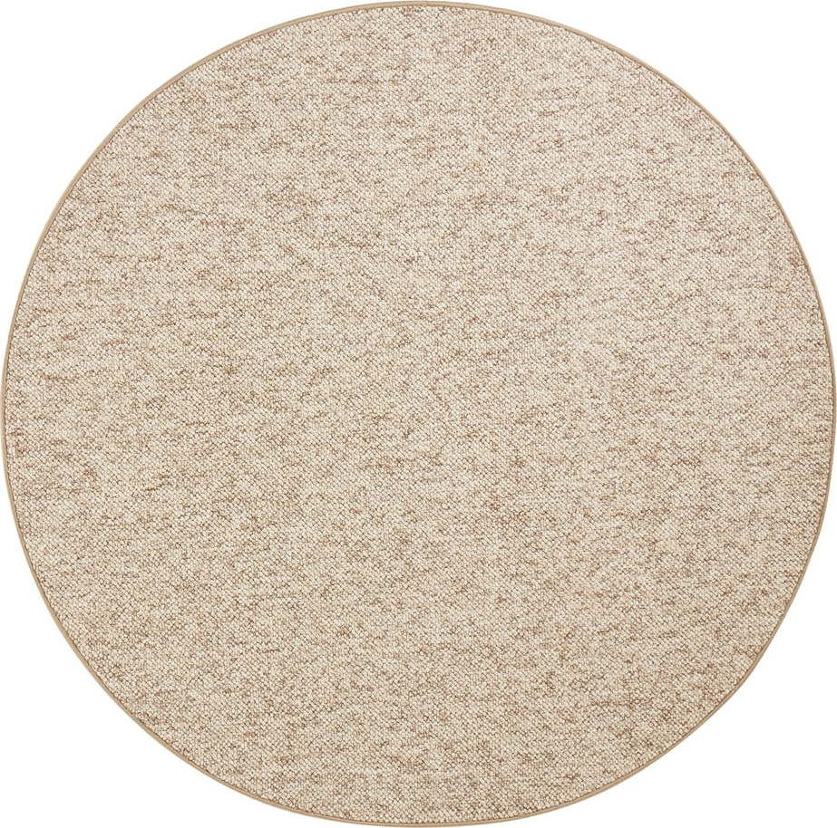 Světle hnědý kulatý koberec ø 200 cm Wolly – BT Carpet