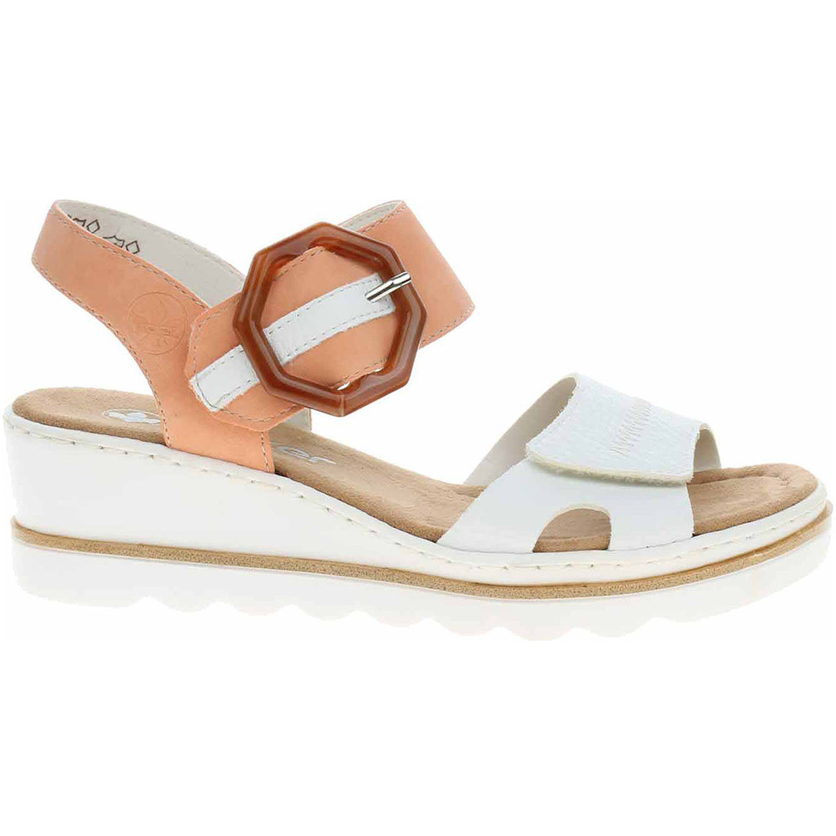 Rieker  Dámské sandály  67476-38 weiss kombi  Oranžová