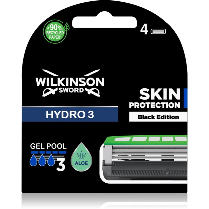 Wilkinson Sword Hydro3 Skin Protection Black Edition náhradní hlavice 4 ks