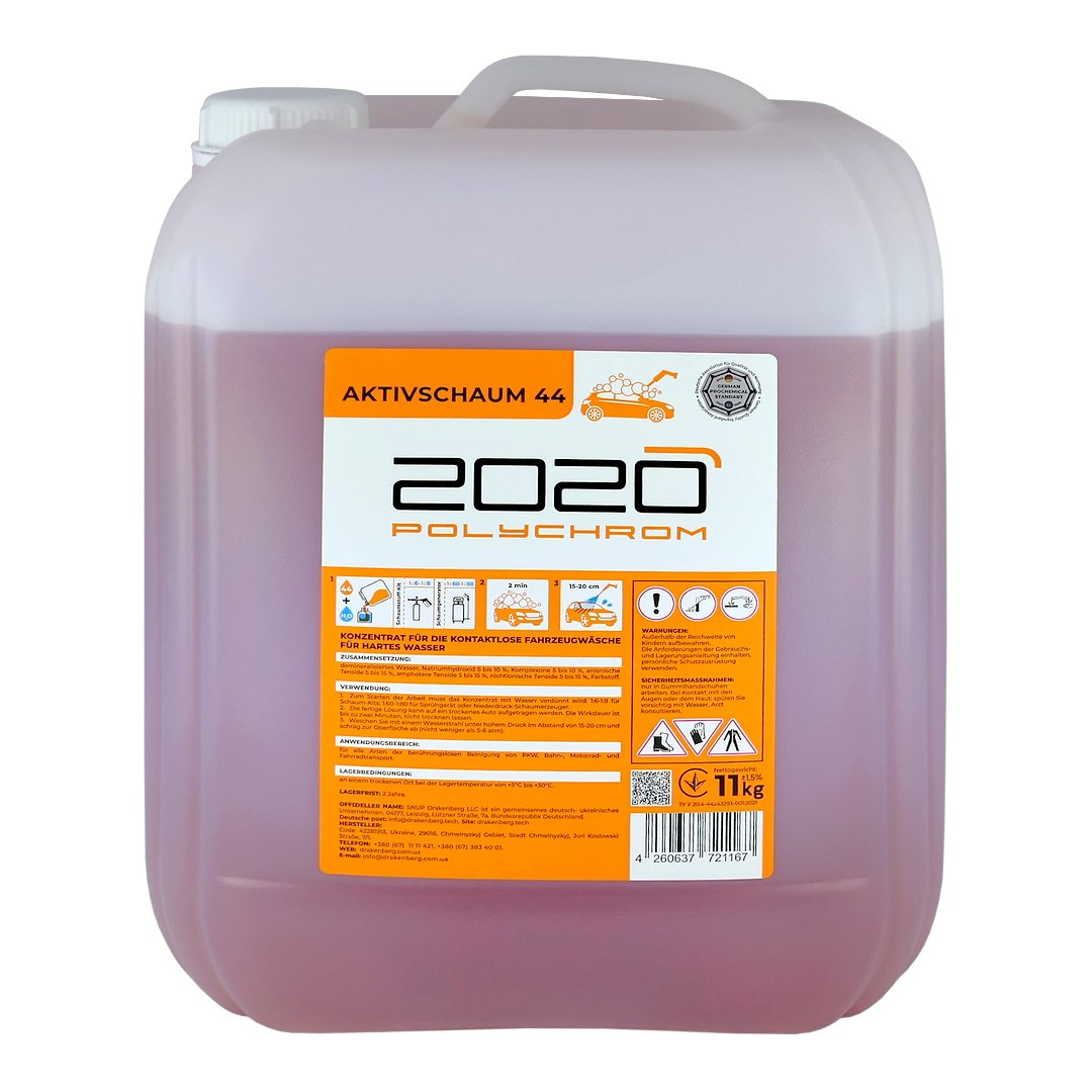 2020 Polychrom (DE+UK) 2020 POLYCHROM AKTIVSCHAUM 44 Koncentrát pro bezkontaktní mytí aut pro tvrdou vodu - kanystr 11kg