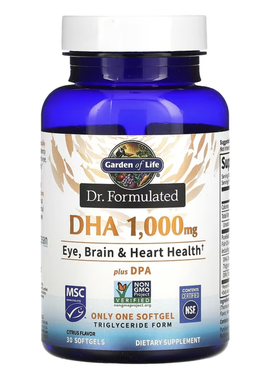 Garden of life Dr. Formulated DHA, 1000 mg, omega 3, Citrus, 30 kapslí