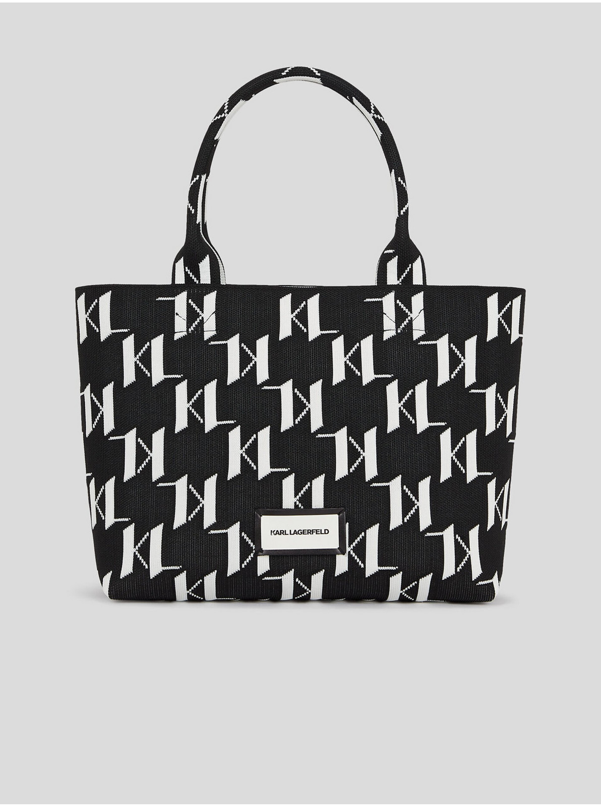 Bílo-černá dámská vzorovaná kabelka KARL LAGERFELD Monogram Knit - Dámské