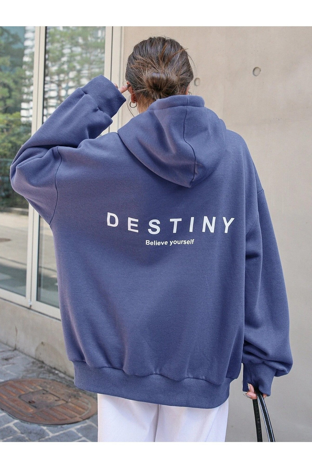 Know Destiny Design Printed Sweatshirt Indigo Blu