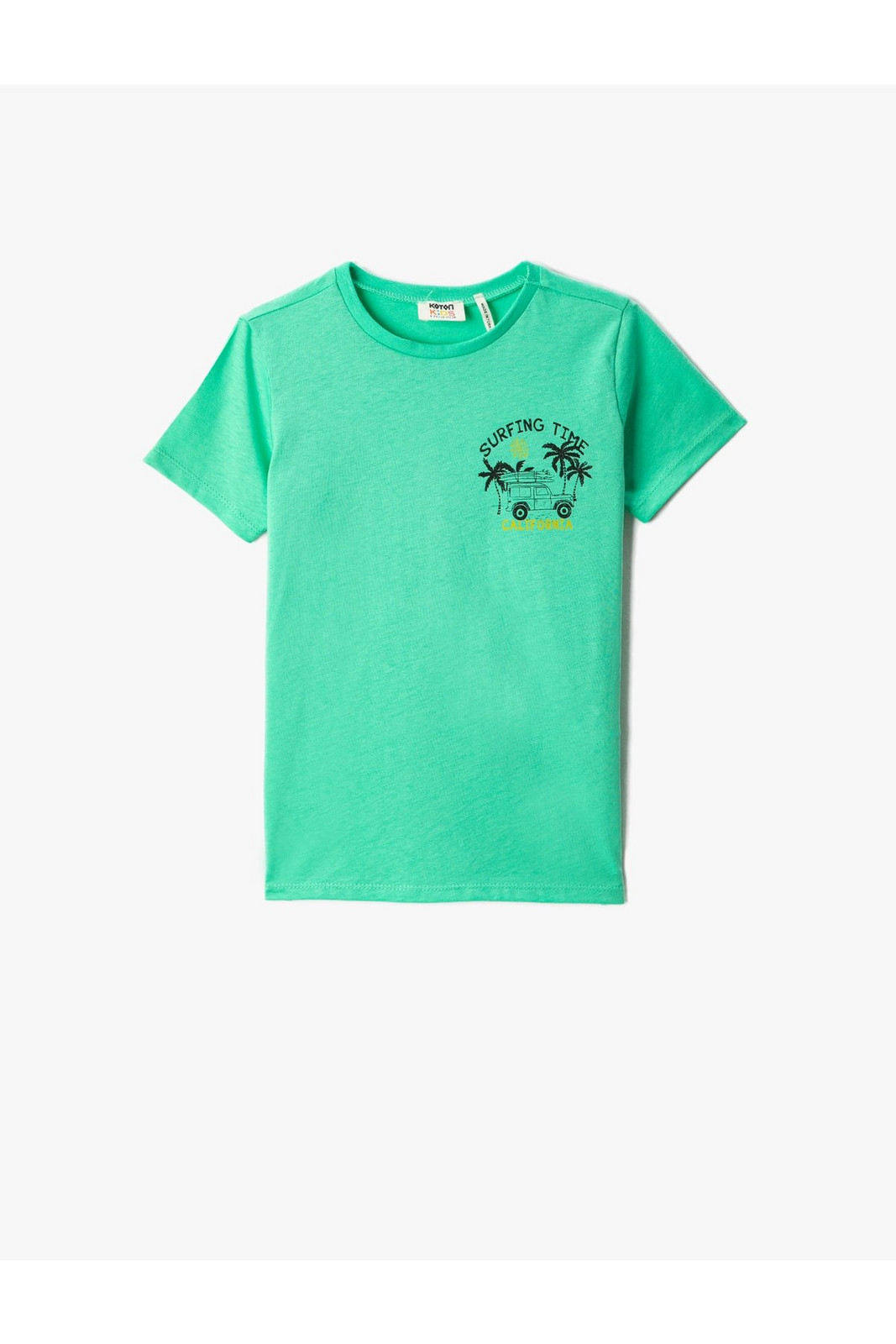 Koton Palm Tree Detailed Printed Short Sleeve T-Shirt Crew Neck Cotton