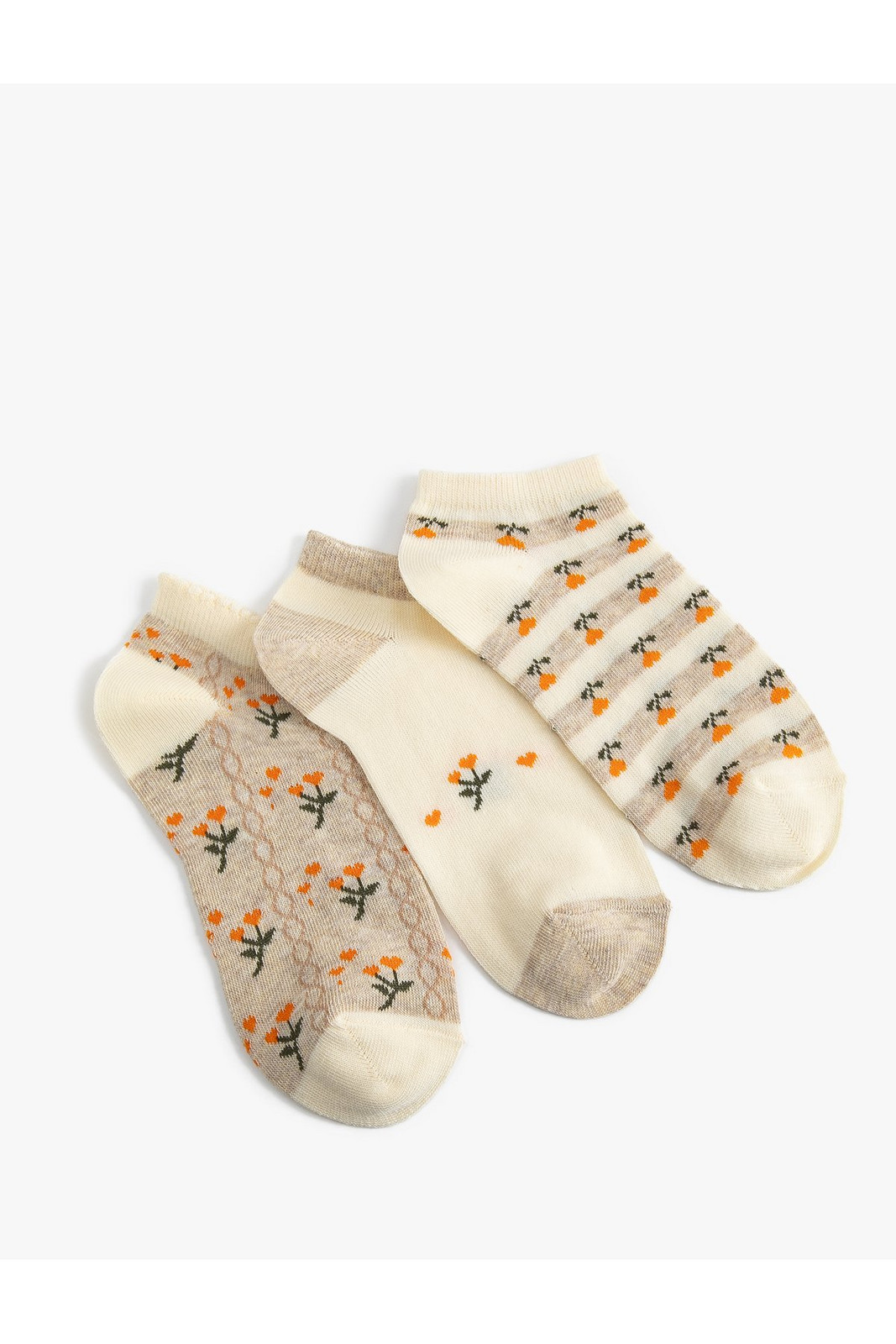 Koton 3-Piece Booties Socks Set Multicolored Floral Pattern