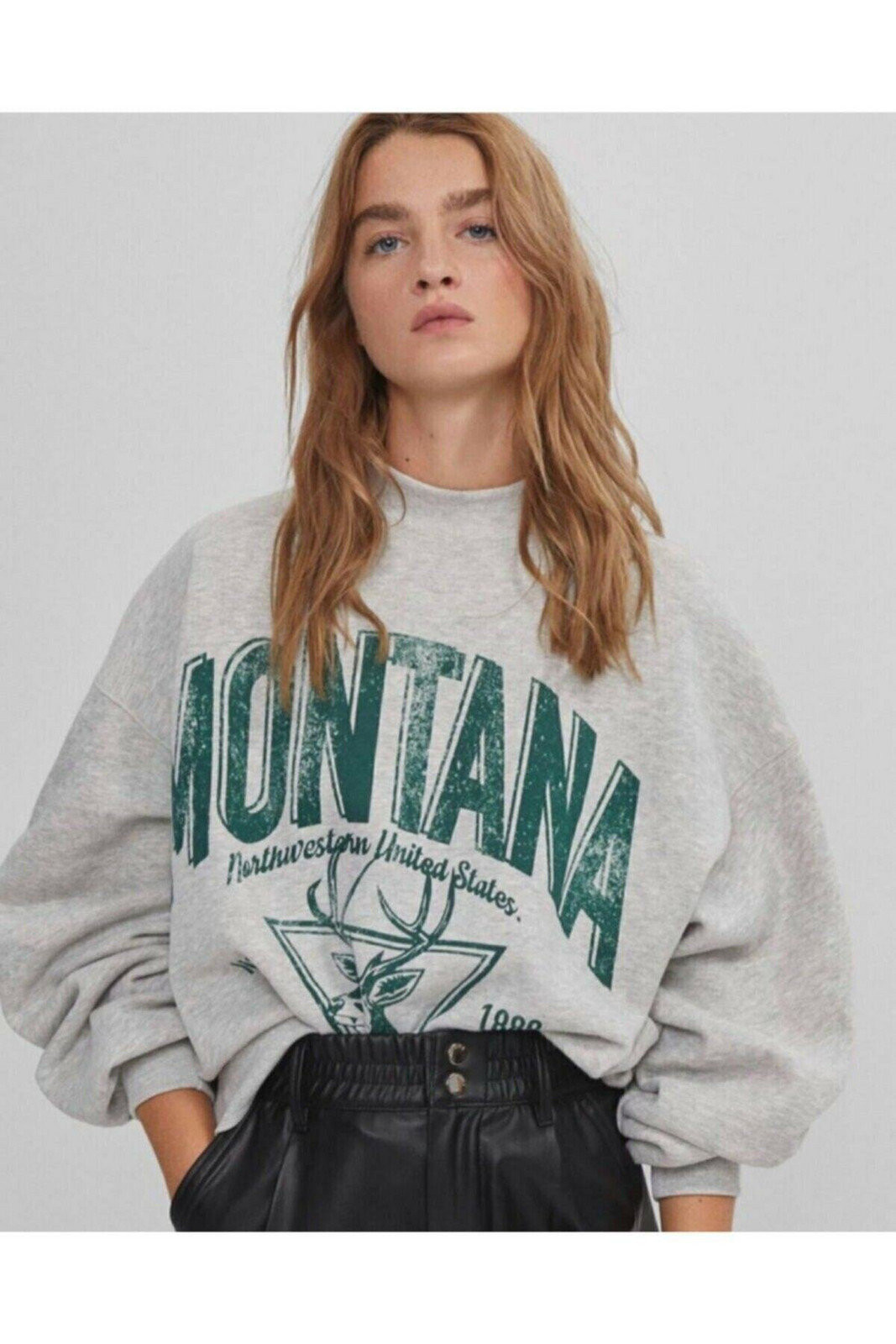 Know Twentyone Gray Womens Montana Oversize Sweatshirt Hoodie.