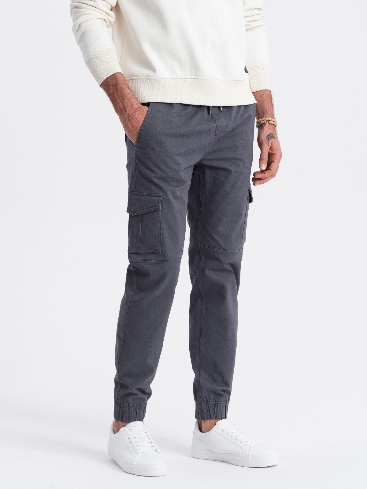 Ombre Men's JOGGERS pants with zippered cargo pockets - graphite