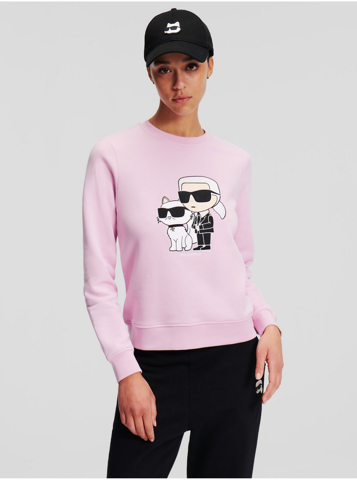 Světle růžová dámská mikina KARL LAGERFELD Ikonik 2.0 Sweatshirt - Dámské