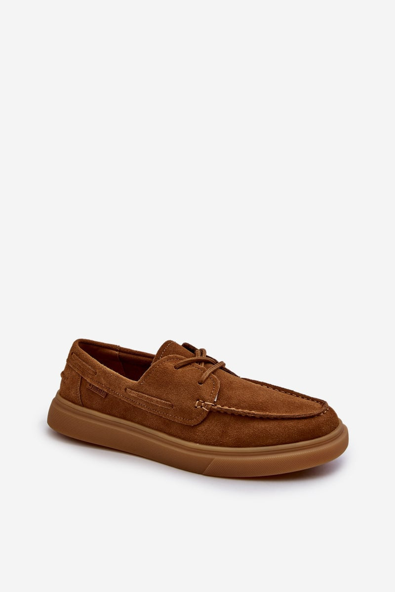 Semišové pánské mokasíny Brogues Big Star Camel
