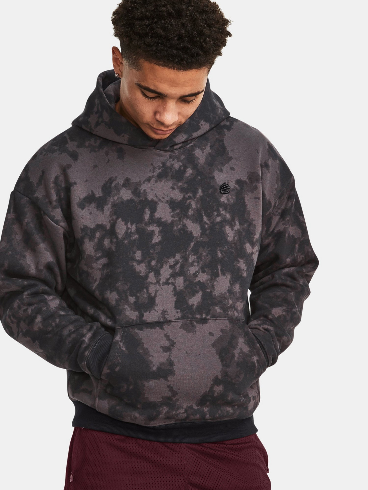 Under Armour Mikina Curry Acid Wash Hoodie-GRY - Pánské