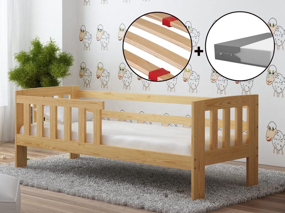 Magnat Magnat Set dřevěná dětská postel Ala 160x70 se zábranou+matrace + rošt ZDARMA
