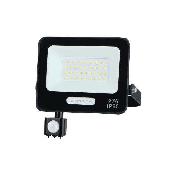 Optonica LED SMD reflektor IP65 Černá Body s čidlo 30W Neutrální bílá