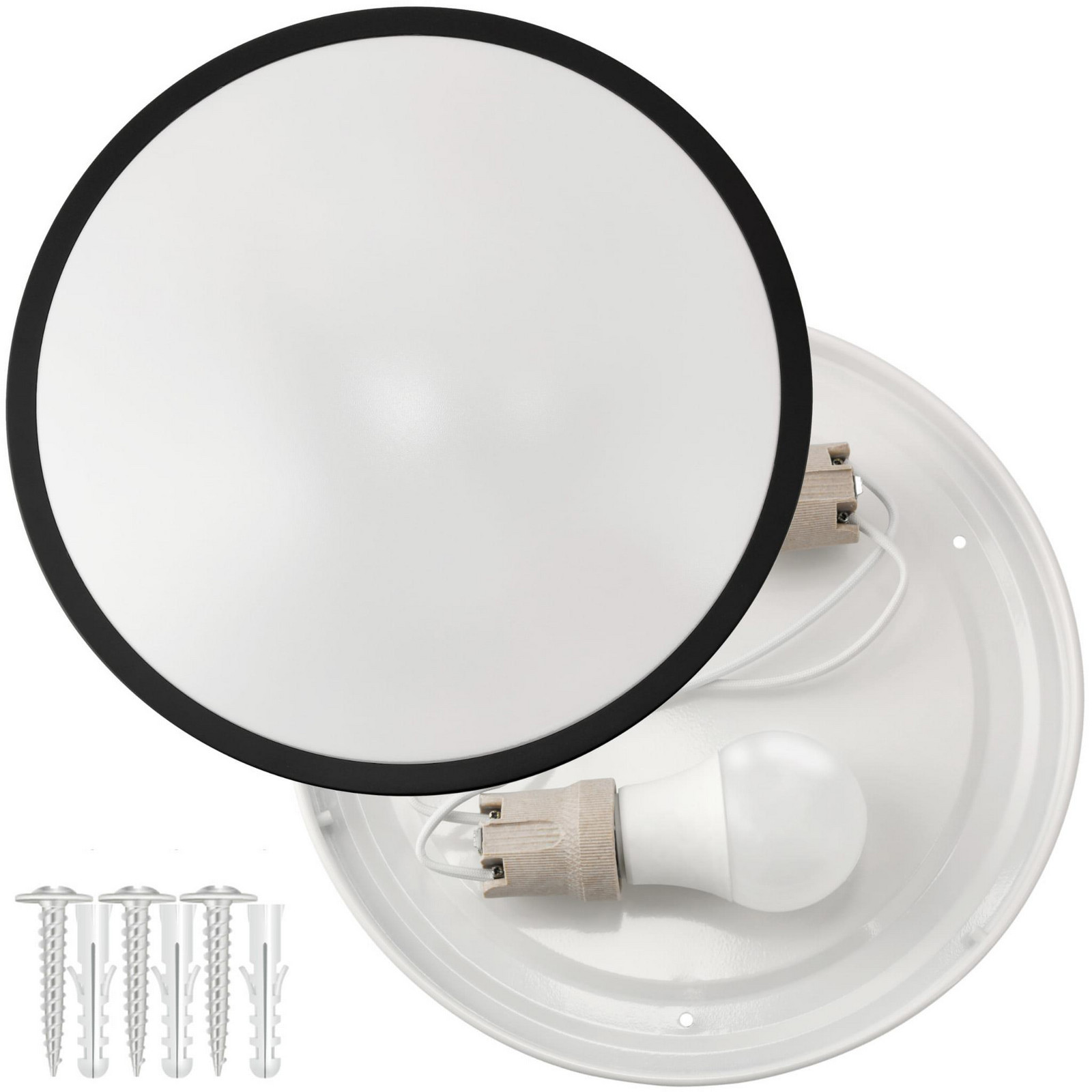 Berge LED stropní svítidlo 2xE27 kulatá černá + 2x E27 10W neutrální bílá EC20444-2XEP0113