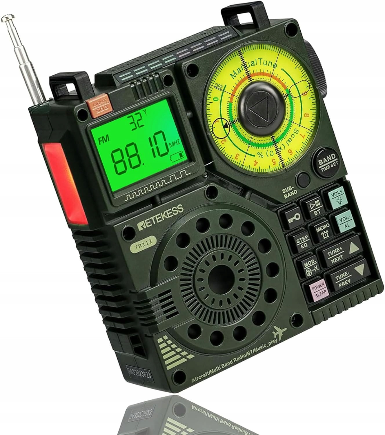 Retekess TR112 Přenosné krátkovlnné rádio, Fm Vhf Mw Sw Wb Air Band rádio