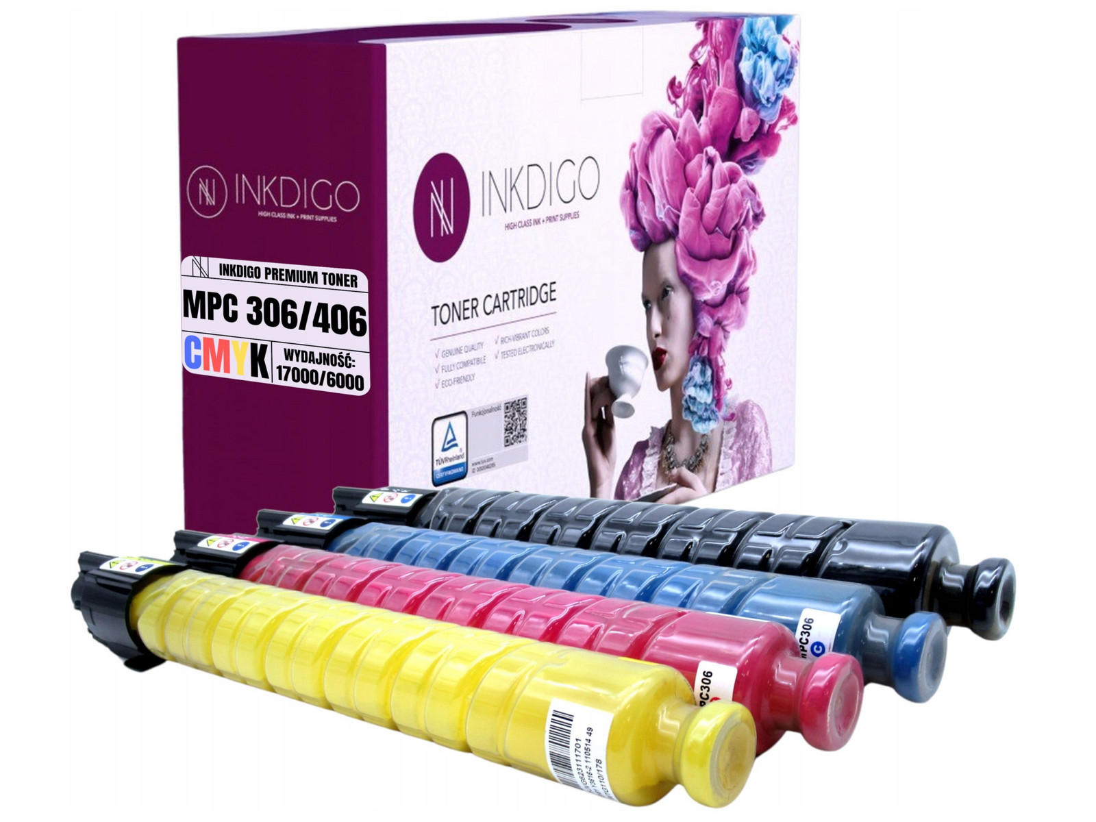 4x Náhradní toner 842095-842098 pro tiskárny Ricoh MPC306 MPC307 MPC406