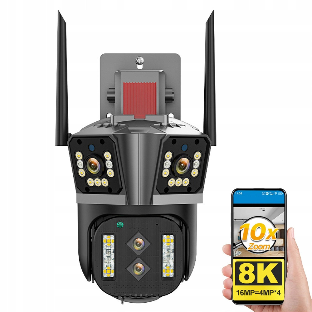 Ip Wifi Smart Kamera Venkovní Otočná Full Hd 16MP 8K 10X Zoom S Reproduktorem