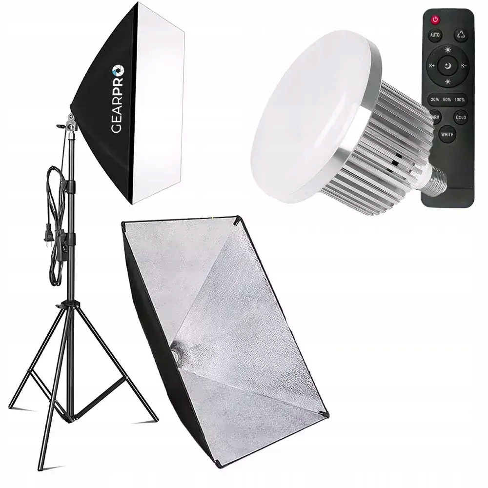 Studiová lampa Softbox Foto Film Žárovka 200W Studiový stativ 200cm