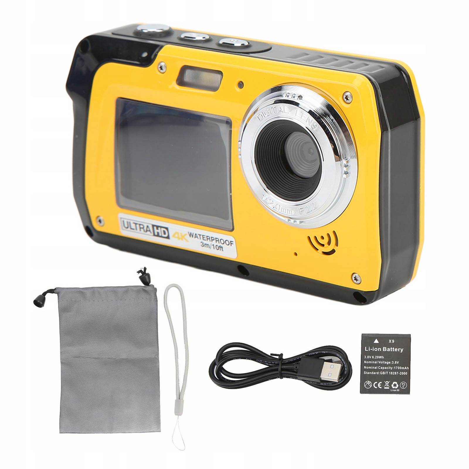 Digitální Fotoaparát Kamera 4K 56MP 18X Zoom Vodotěsné Vodítko Taška Sada
