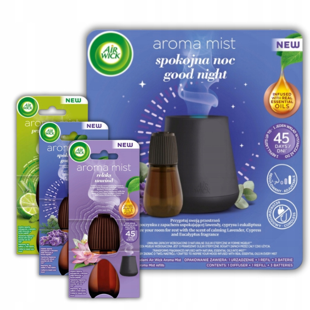 Air Wick Essential Klidná noc Set Osvěžovač+ Náplně 3x20ml