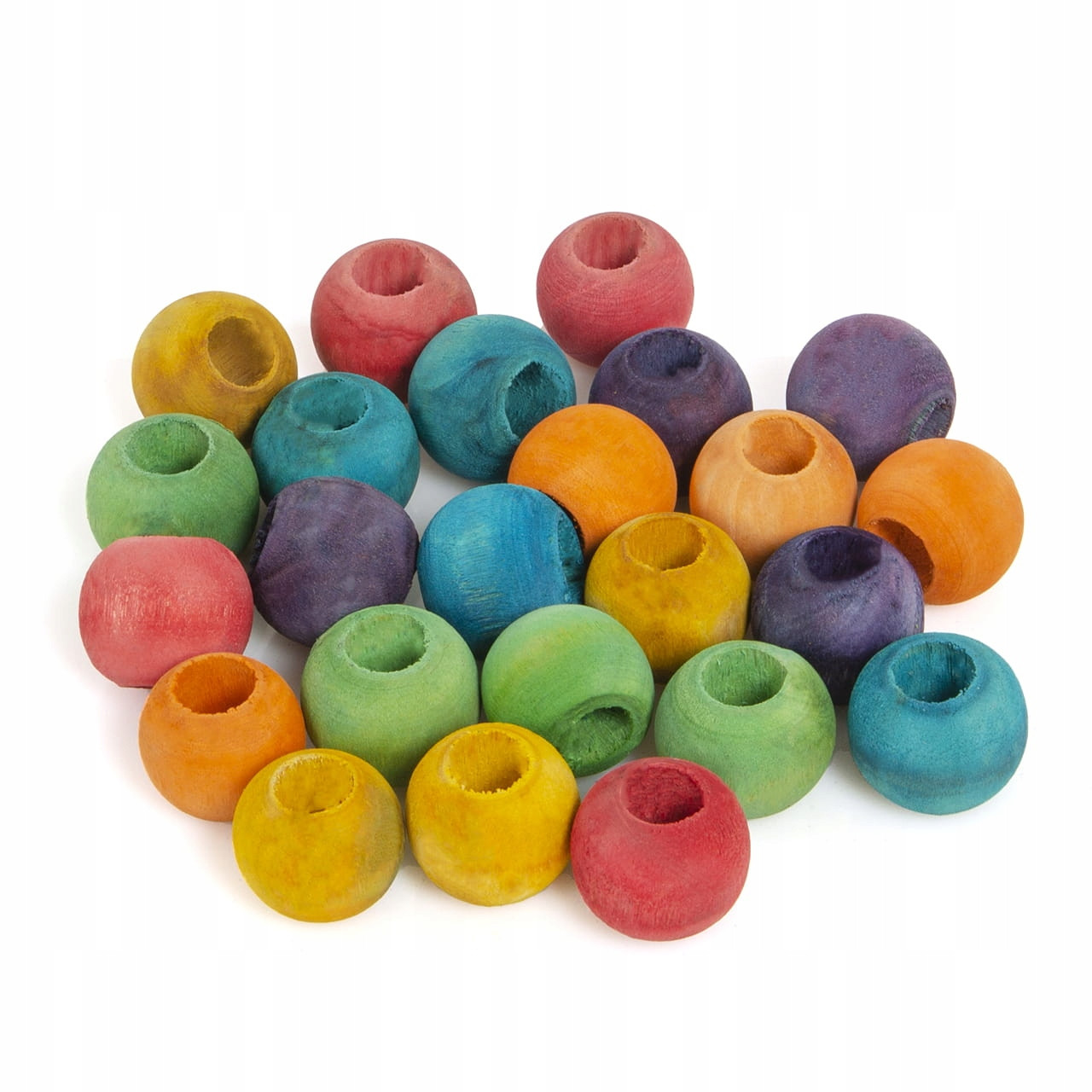 Barevné dřevěné kuličky 24 kusů M |díly na výrobu hraček pro papoušky