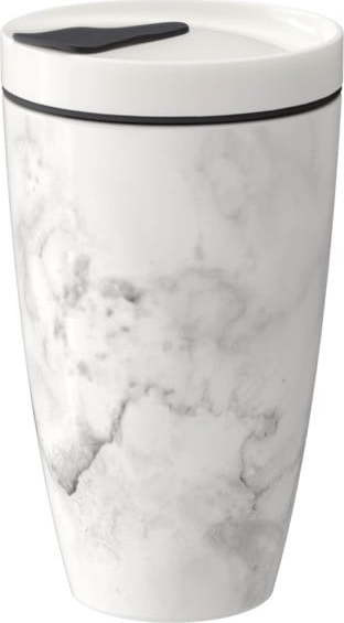 Šedo-bílý porcelánový cestovní hrnek Villeroy & Boch Like To Go, 350 ml