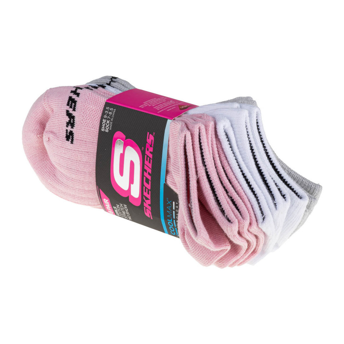 Skechers  6pk Girls Terry No Show  ruznobarevne