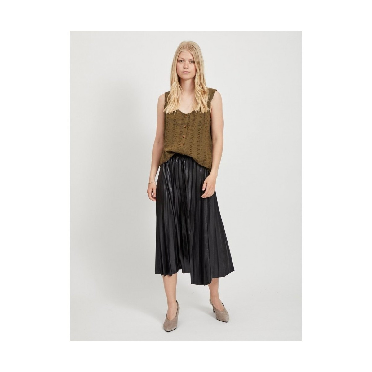 Vila  Nitban Midi Skirt - Black  Černá