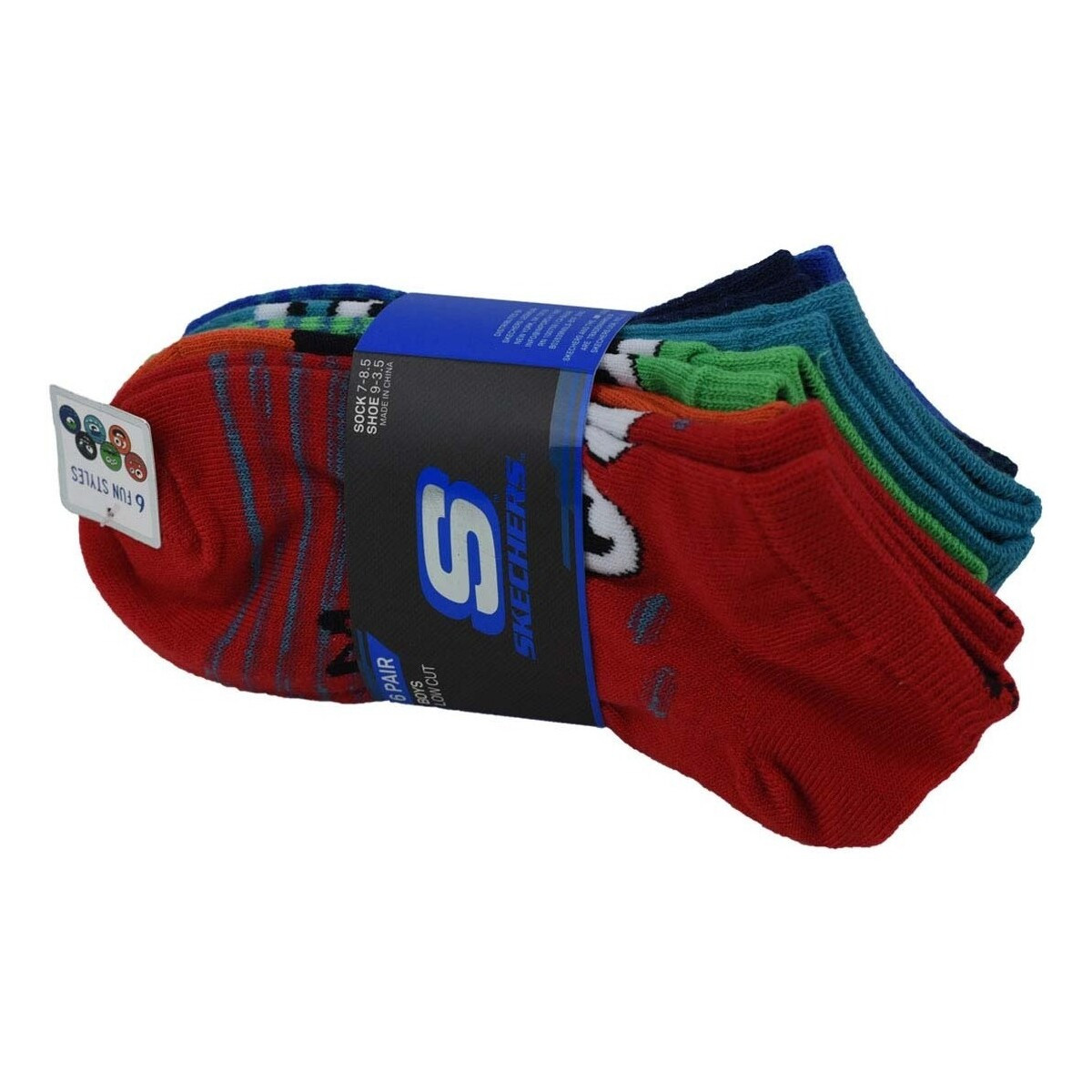 Skechers  6pk Boys Non Terry Low Cut Socks  ruznobarevne