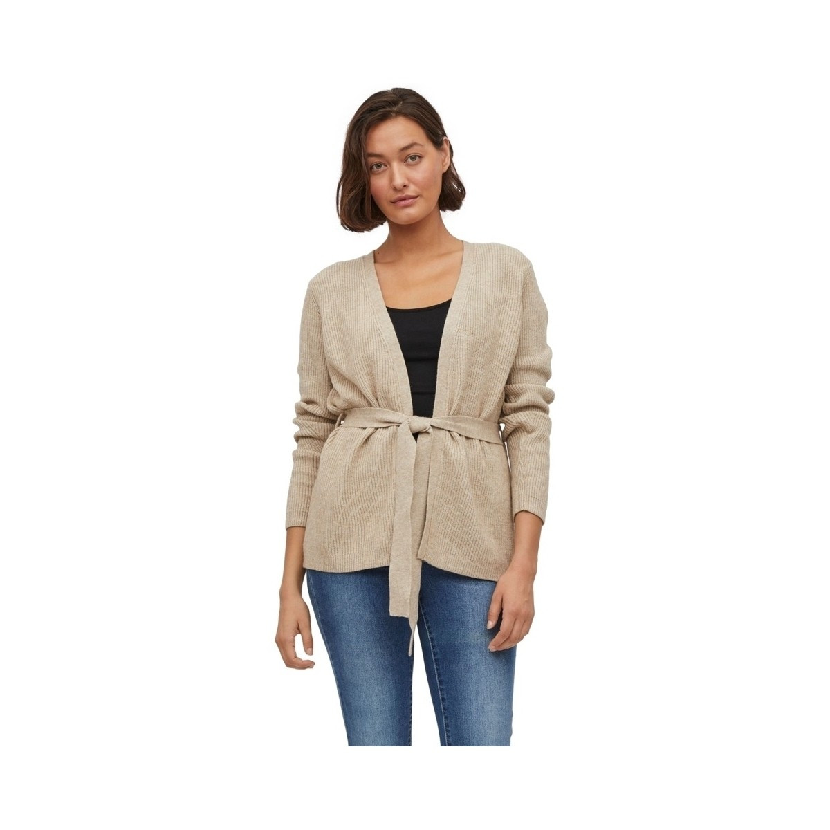 Vila  Ril Cardigan L/S - Natural Melange  Bílá