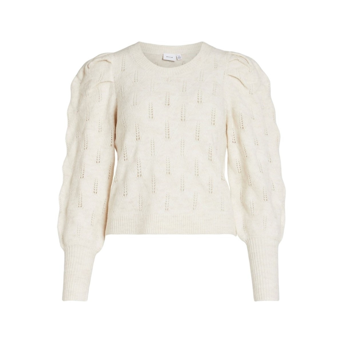 Vila  Knit Elania L/S - Super Light Natural Melange  Bílá